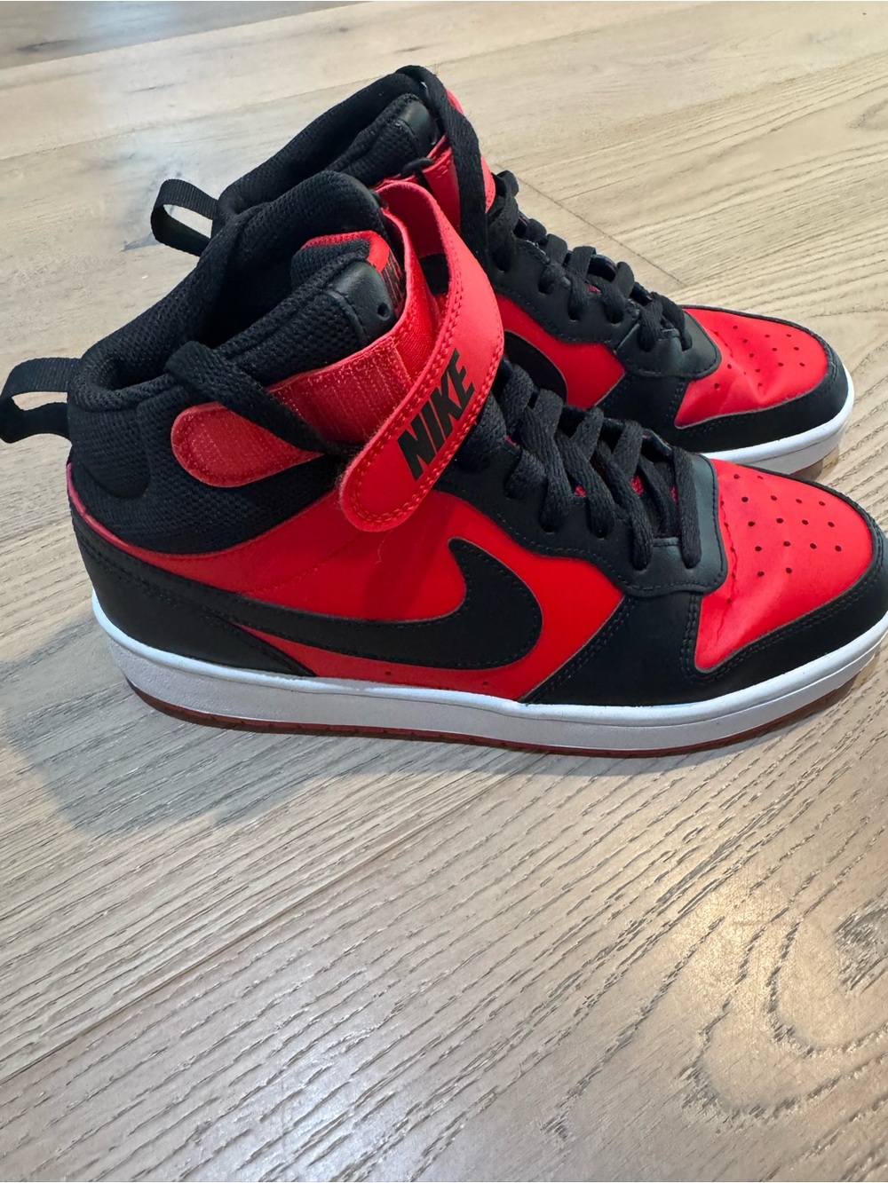 Nike Red and Black Mid-Top Swoosh Sneakers